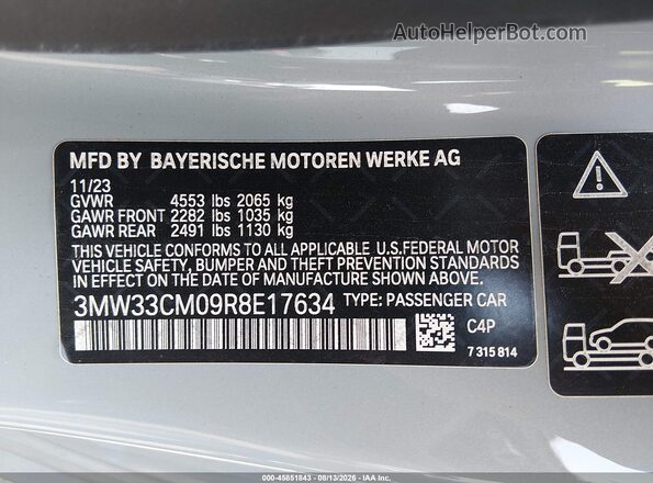 3MW33CM09R8E17634 2024 BMW 2 SERIES Gray Вид підкапотного простору