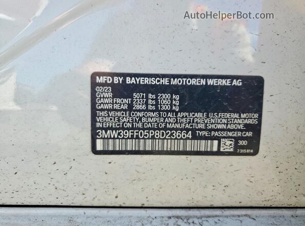 3MW39FF05P8D23664 2023 BMW 3 SERIES Белый Вид наклейки с VIN-кодом