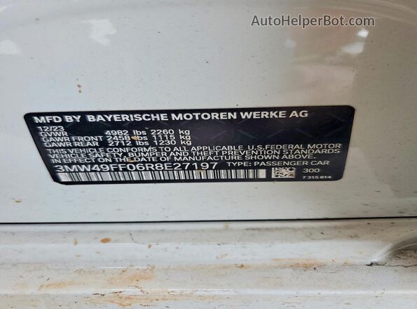 3MW49FF06R8E27197 2024 BMW M3 White Engine compartment view