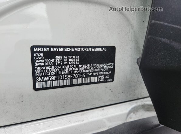 3MW59FT01S8F78155 2025 BMW M3 Black Вид наклейки з VIN-кодом
