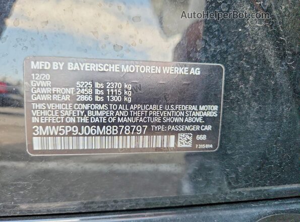 3MW5P9J06M8B78797 2021 BMW 3 SERIES Черный Вид подкапотного пространства