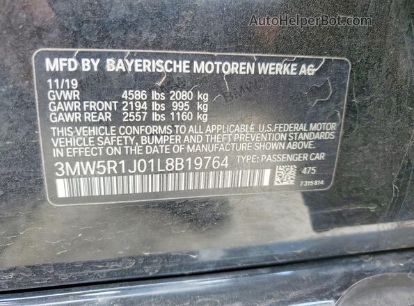 3MW5R1J01L8B19764 2020 BMW 3 SERIES Черный Вид подкапотного пространства