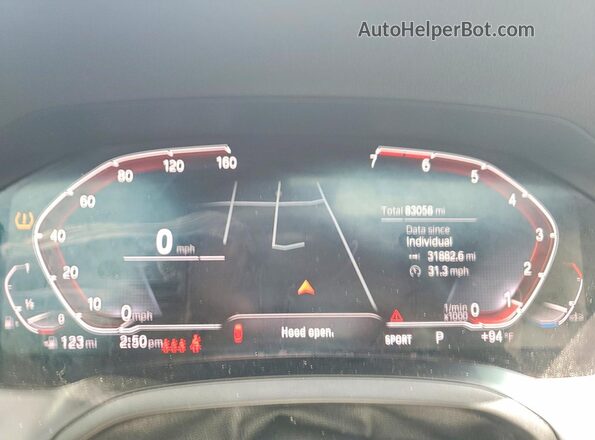 3MW5R1J03L8B18633 2020 BMW 3 SERIES White Instrument cluster view