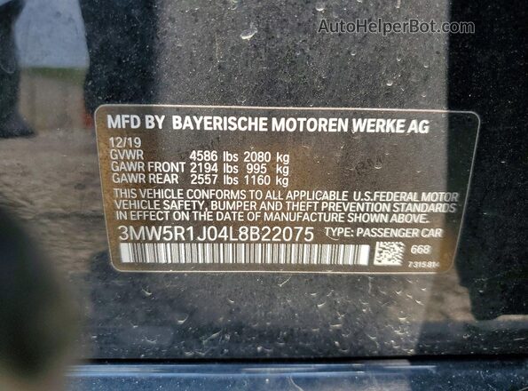 3MW5R1J04L8B22075 2020 BMW 3 SERIES Black Вид підкапотного простору