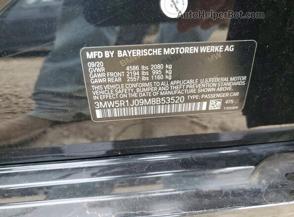 3MW5R1J09M8B53520 2021 BMW 3 SERIES Black Vista del compartimento del motor