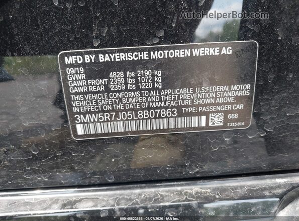 3MW5R7J05L8B07863 2020 BMW 3 SERIES Black Շարժիչի բաժամունքի տեսք