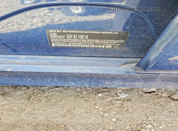 3MW5R7J06M8B73193 2021 BMW 3 SERIES Blue Engine compartment view