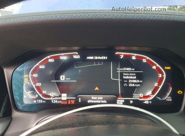 3MW5U9J05M8B67993 2021 BMW M3 Blue Вид щитка приладів