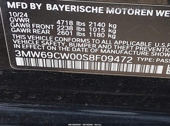 3MW69CW00S8F09472 2025 BMW 3 SERIES Black Vista del compartimento del motor