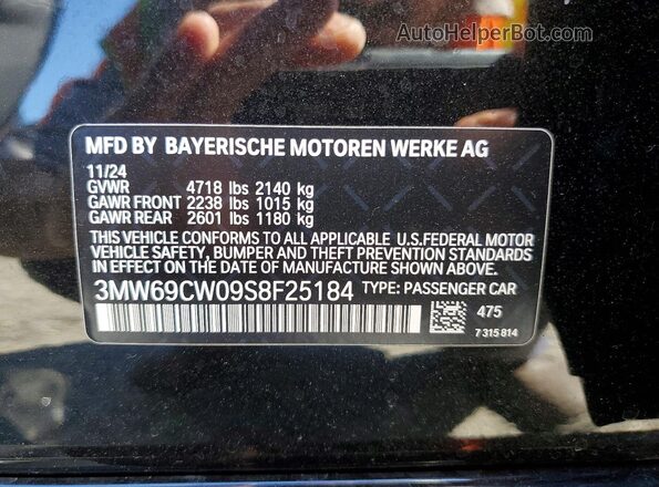 3MW69CW09S8F25184 2025 BMW 3 SERIES Black Widok naklejki z numerem VIN