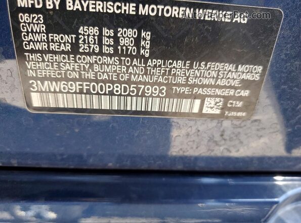 3MW69FF00P8D57993 2023 BMW 3 SERIES Blue Engine compartment view