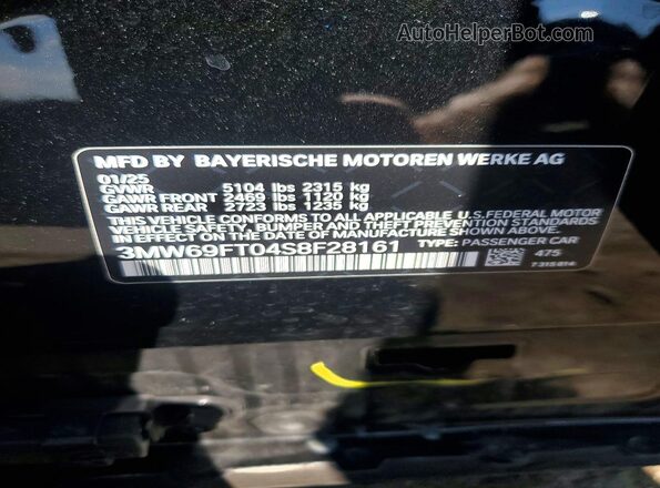 3MW69FT04S8F28161 2025 BMW M3 Черный 