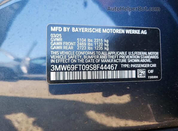 3MW69FT09S8F44467 2025 BMW M3 Синий Вид подкапотного пространства