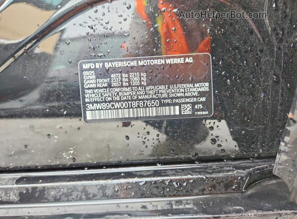 3MW89CW00T8F87650 2026 BMW 3 SERIES Черный Вид наклейки с VIN-кодом