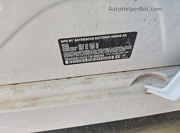 3MW89CW02T8F88699 2026 BMW 3 SERIES White Շարժիչի բաժամունքի տեսք