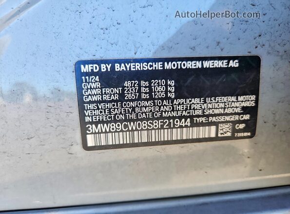 3MW89CW08S8F21944 2025 BMW 3 SERIES Gray Widok komory silnika