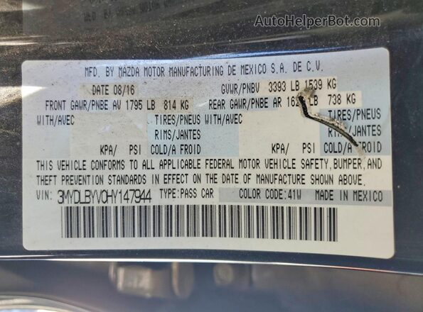 3MYDLBYV0HY147944 2017 TOYOTA YARIS Black Вид підкапотного простору