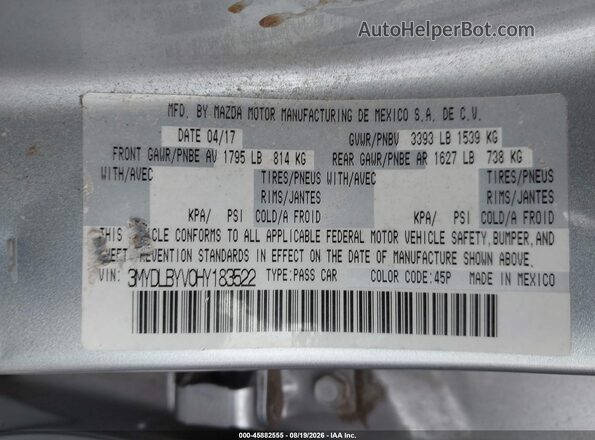 3MYDLBYV0HY183522 2017 TOYOTA YARIS IA Silver ძრავის განყოფილების ხედი