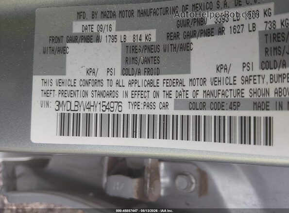 3MYDLBYV4HY154976 2017 TOYOTA YARIS IA Silver Engine compartment view