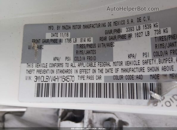 3MYDLBYV4HY164570 2017 TOYOTA YARIS IA Белый Вид подкапотного пространства