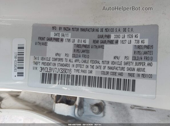 3MYDLBYV7JY329016 2018 TOYOTA YARIS IA Белый Вид подкапотного пространства