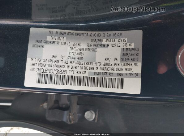 3MYDLBYV8JY316968 2018 TOYOTA YARIS IA Dark Blue Vista del compartimento del motor