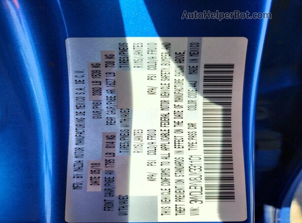 3MYDLBYV8JY331101 2018 TOYOTA YARIS Blue Շարժիչի բաժամունքի տեսք