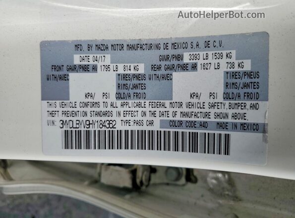 3MYDLBYV9HY184362 2017 TOYOTA YARIS Белый Вид подкапотного пространства