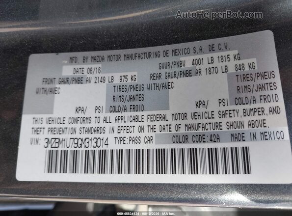 3MZBM1U79GM313014 2016 MAZDA 3 Gray Engine compartment view