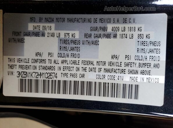 3MZBN1K72HM102674 2017 MAZDA 3 Black 
