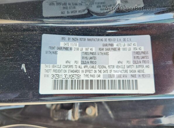 3MZBN1L30JM267091 2018 MAZDA 3 Black Вид підкапотного простору