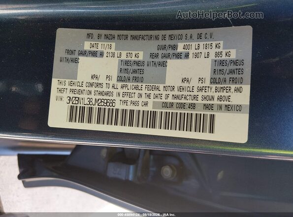 3MZBN1L38JM269686 2018 MAZDA 3 Light Blue Շարժիչի բաժամունքի տեսք