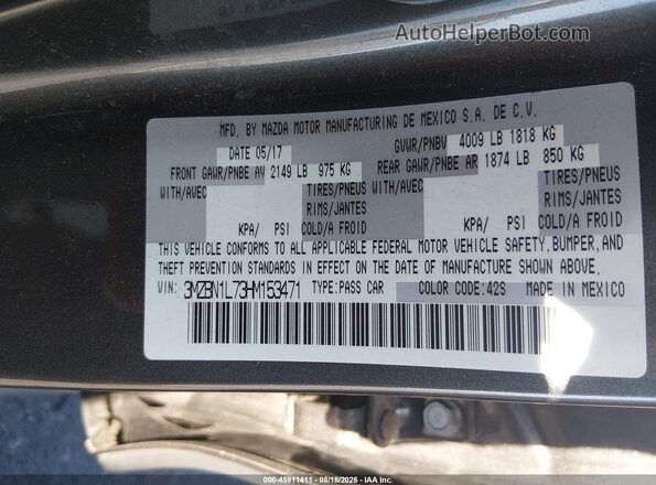 3MZBN1L73HM153471 2017 MAZDA 3 Gray Widok komory silnika