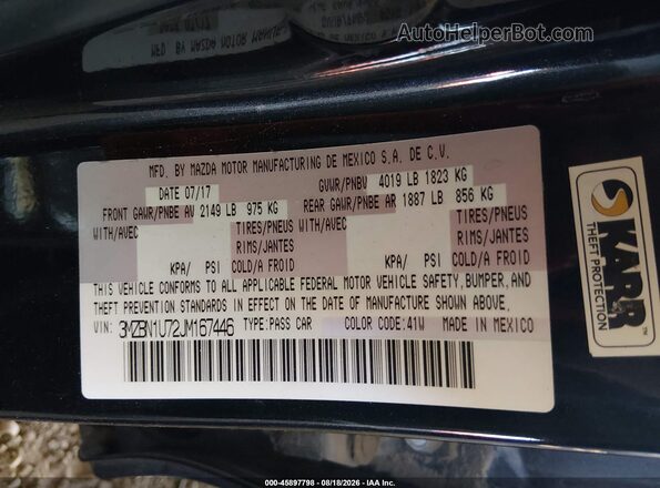 3MZBN1U72JM167446 2018 MAZDA 3 Black Vista del compartimento del motor