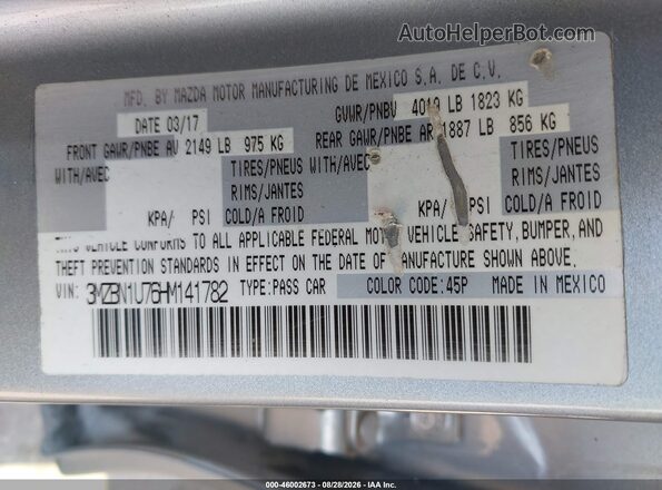 3MZBN1U76HM141782 2017 MAZDA 3 Silver Engine compartment view