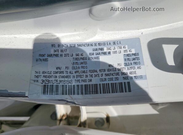 3MZBN1U76JM161648 2018 MAZDA 3 White Շարժիչի բաժամունքի տեսք
