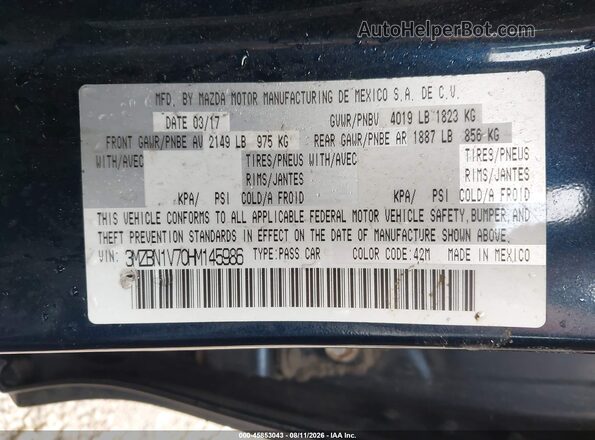 3MZBN1V70HM145986 2017 MAZDA 3 Navy Вид подкапотного пространства