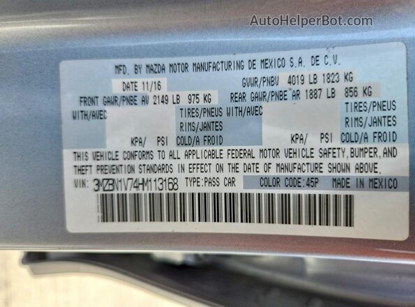 3MZBN1V74HM113168 2017 MAZDA 3 Silver Շարժիչի բաժամունքի տեսք