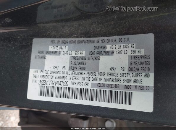 3MZBN1V79HM147199 2017 MAZDA 3 Black Widok komory silnika