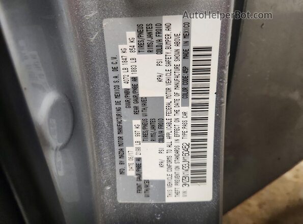 3MZBN1W33JM160452 2018 MAZDA 3 Серебряный Вид наклейки с VIN-кодом