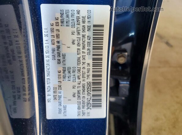 3MZBPACLXNM305989 2022 MAZDA 3 Blue Widok komory silnika