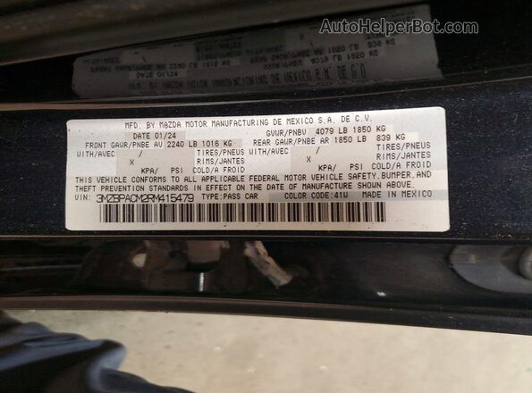 3MZBPACM2RM415479 2024 MAZDA 3 Black Engine compartment view