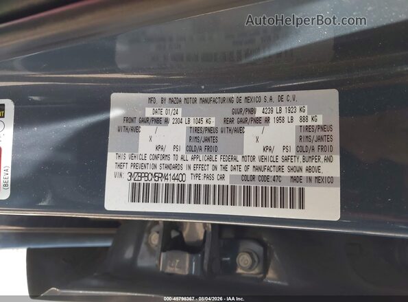 3MZBPBCM5RM414400 2024 MAZDA 3 Синий Вид подкапотного пространства