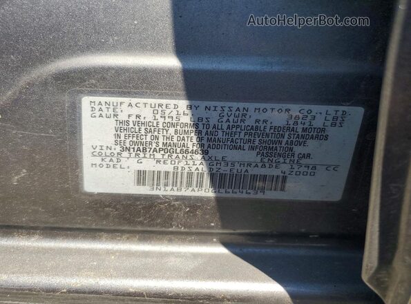 3N1AB7AP0GL664639 2016 NISSAN SENTRA Gray Շարժիչի բաժամունքի տեսք