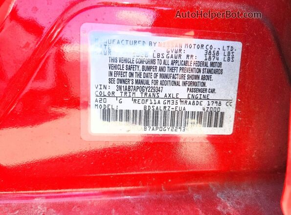 3N1AB7AP0GY229347 2016 NISSAN SENTRA Red Engine compartment view