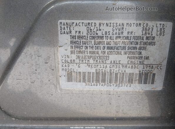 3N1AB7AP0GY303723 2016 NISSAN SENTRA Gray Engine compartment view