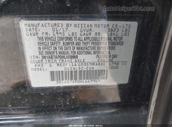 3N1AB7AP0HL669969 2017 NISSAN SENTRA Black Вид підкапотного простору