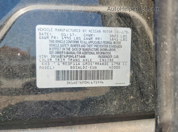3N1AB7AP0HL671446 2017 NISSAN SENTRA Black 