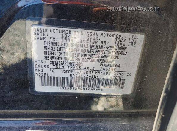 3N1AB7AP0HY214641 2017 NISSAN SENTRA Black Вид підкапотного простору