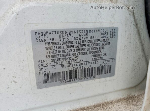 3N1AB7AP0HY257232 2017 NISSAN SENTRA Белый 